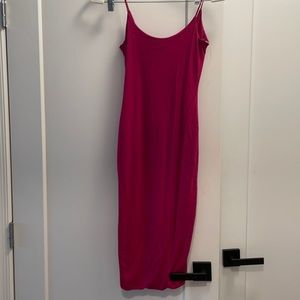 Fuchsia fitted midi dress